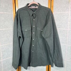 Winter Run Button Up Shirt 3XL Green Cotton Long Sleeve Workwear Made in USA